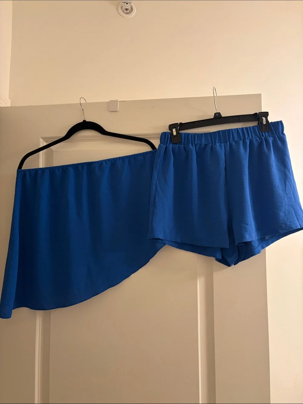 Bright Blue Strapless Top and Matching Shorts Set
